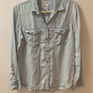 Light wash chambray button-down